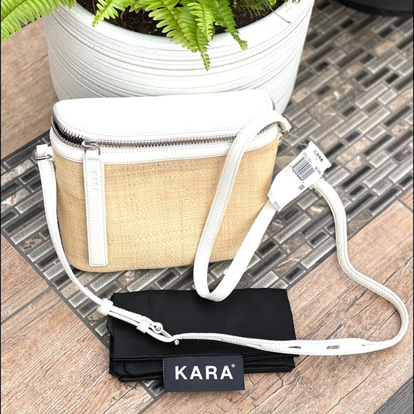 KARA Handbags - KARA Stowaway Straw & Pebbled Leather Shoulder Bag